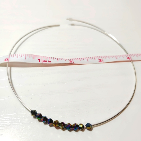 Sterling Silver Oversized 4" Hoop Earrings with Rainbow Bicone Swarovski Crystal - Picture 5 of 9